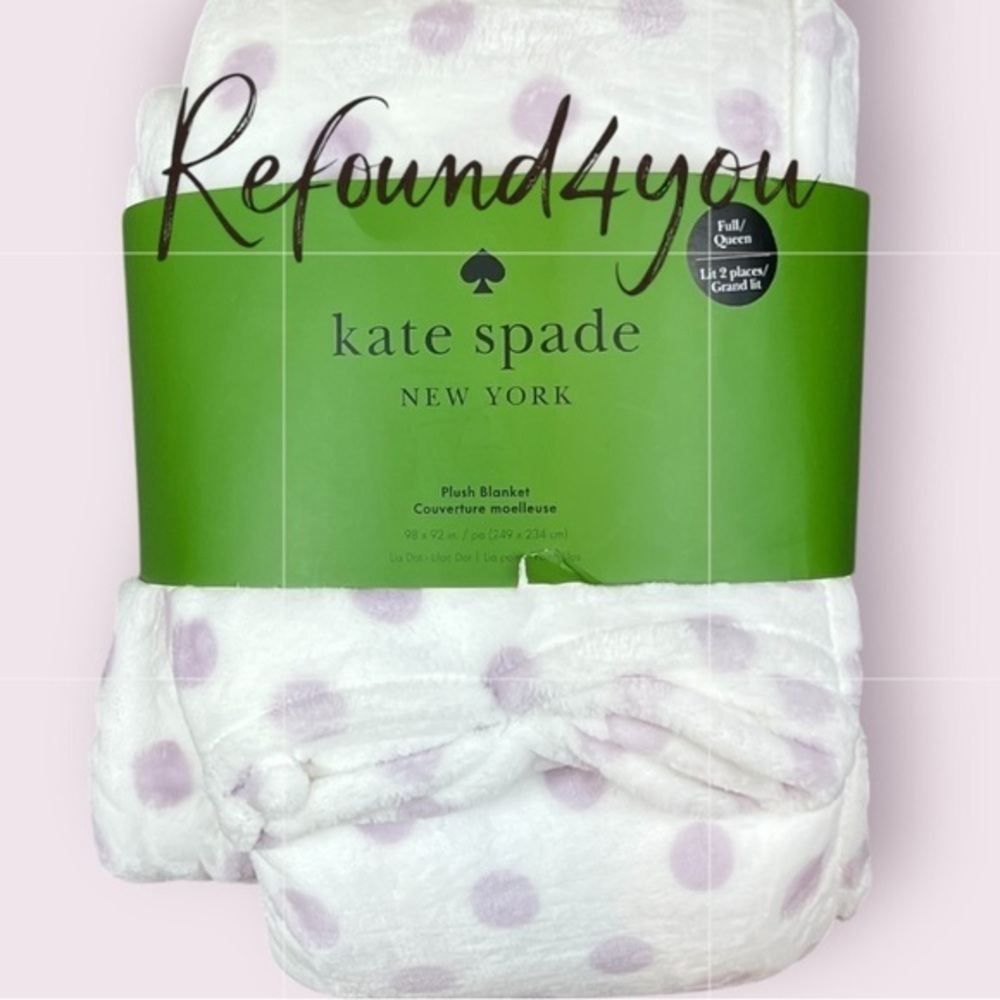 Kate Spade - ‘Lilac Dot’ Plush Blanket. Full/Queen. 98“x92“ NWT Firm! Last one!